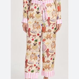 Karen Mabon Dog Dessert Print Pajama Pants M Whimsical Illustrated Sleepwear